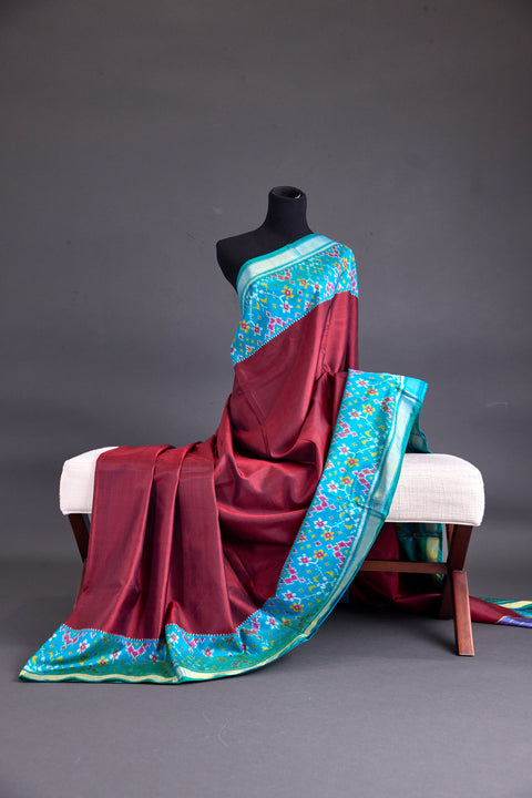 Maroon and Blue Patan Patola Saree