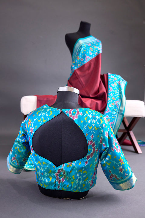 Maroon and Blue Patan Patola Saree