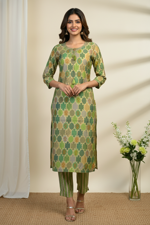 Pista Green Kurta & Pant Set