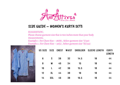 Powder Blue Kurta, Pant and Dupatta Set