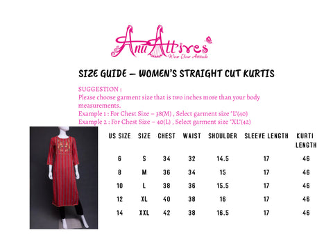 Red Straight Cut Kurta
