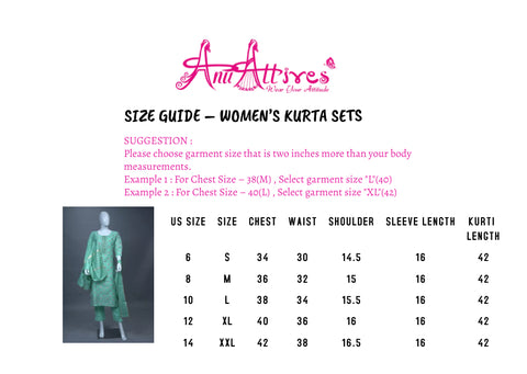 Sea Green Kurta, Pants and Dupatta set