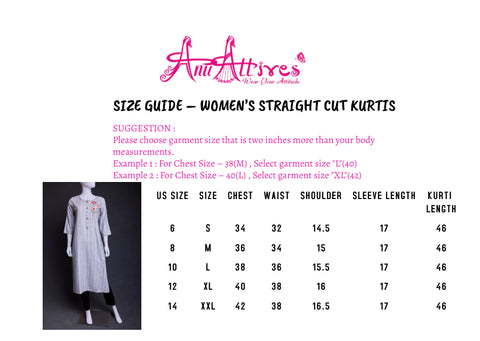 Ash and White Striped Straight Cut Kurta