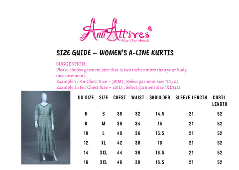 Sea Green and White Long A-Line Kurta