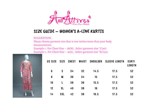 Peach Floral A-Line Kurti
