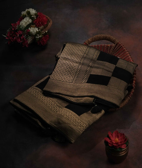 Black and Gold Georgette Saree