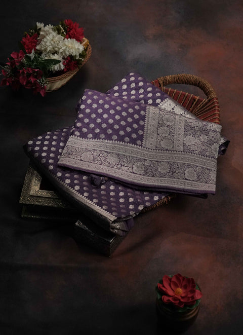 Purple Brocade Saree