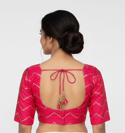 Pink Readymade Blouse with all over Sequence