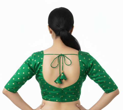 Rama Green Readymade Blouse with Gold Butis