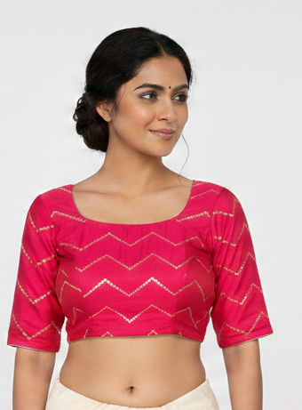 Pink Readymade Blouse with all over Sequence