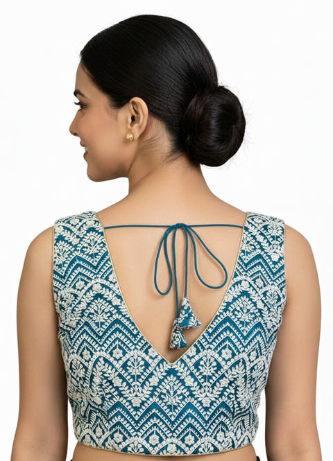Blue chikankari Readymade Blouse