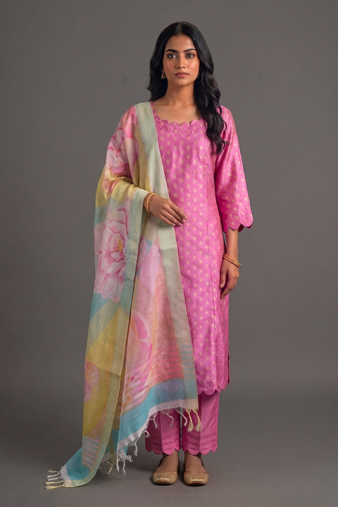Pink Banarasi Suit set