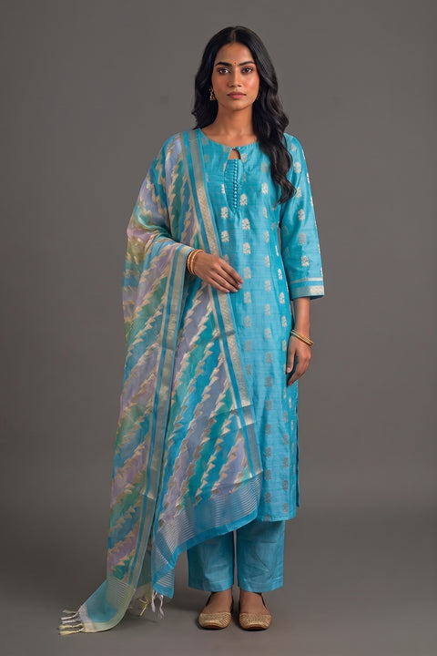 Blue Banarasi Suit set