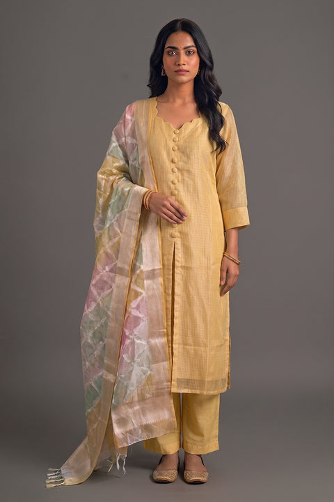 Gold Kota Banarasi Suit set