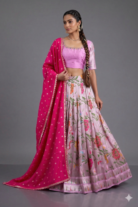 Baby Pink Paithani Half Saree