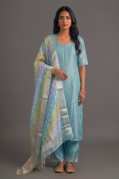 Sage Green Tissue Banarasi Suit set