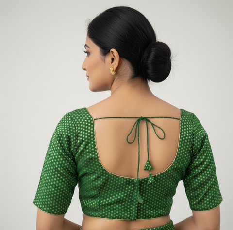 Green Brocade Readymade Blouse