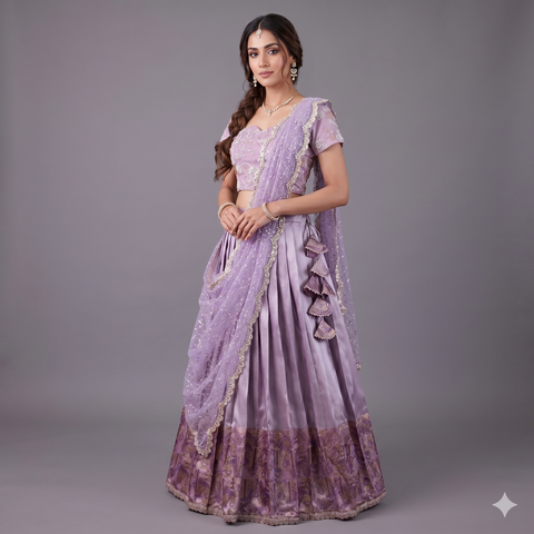 Lavender Tissue Half Saree
