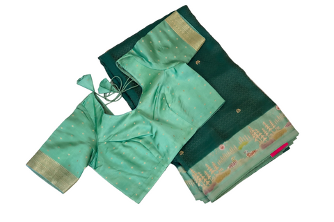 Green Mashru Saree With blouse