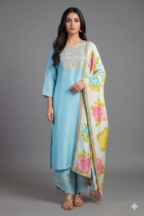Light Blue Tissue Suit set