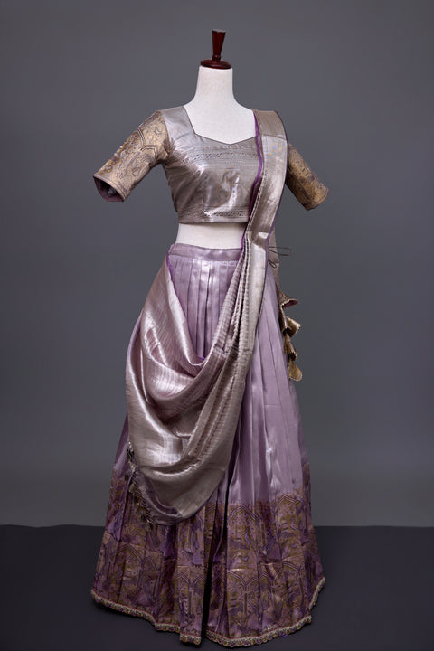 Lavender Tissue Half Saree