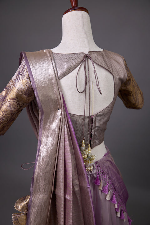 Lavender Tissue Half Saree