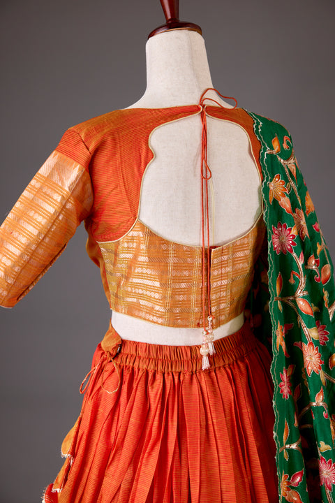 Orange Mangalagiri Half Saree