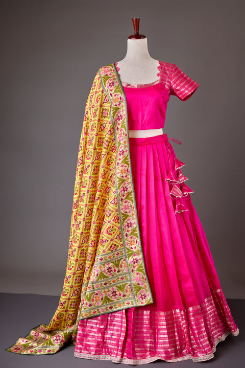 Rani Pink Mangalagiri Half Saree