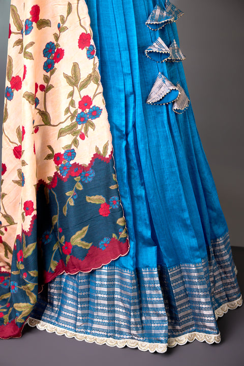 Blue Mangalagiri Half Saree