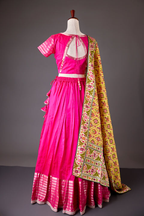 Rani Pink Mangalagiri Half Saree