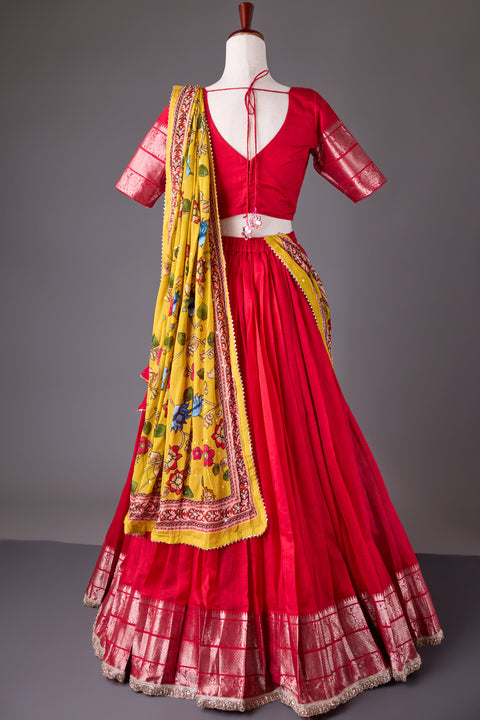 Red Mangalagiri Half Saree