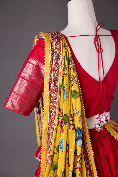 Red Mangalagiri Half Saree