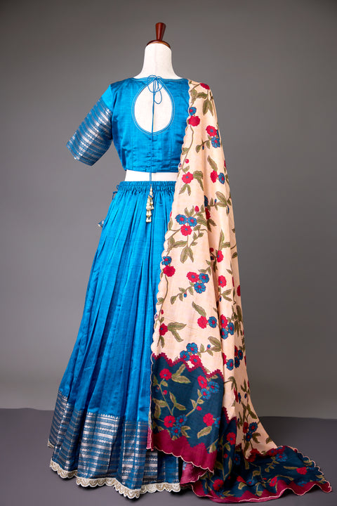 Blue Mangalagiri Half Saree