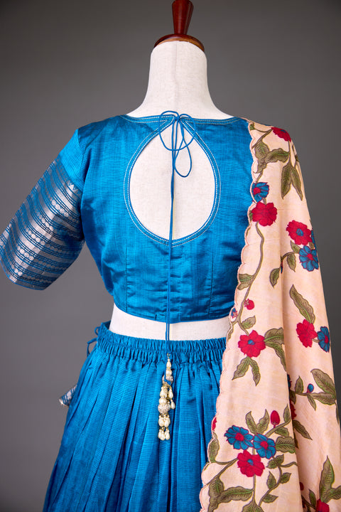 Blue Mangalagiri Half Saree