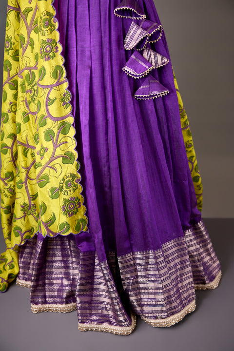 Purple Mangalagiri Half Saree