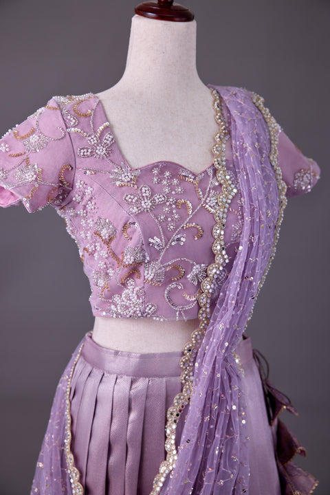 Lavender Tissue Half Saree