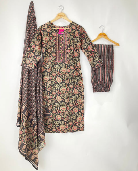 Kurta, Pants and Dupatta set in Cotton