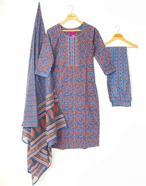 Kurta, Pants and Dupatta set in Cotton