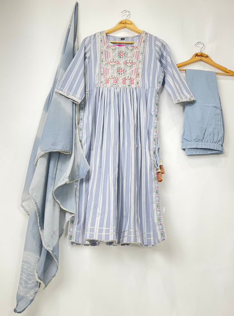 Kurta, Pants and Dupatta set in Cotton