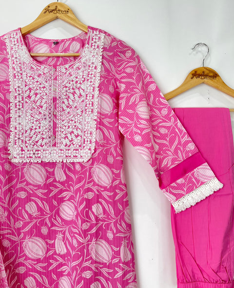 Kurta, Pants and Dupatta set in Cotton