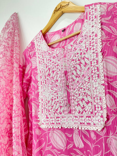 Kurta, Pants and Dupatta set in Cotton