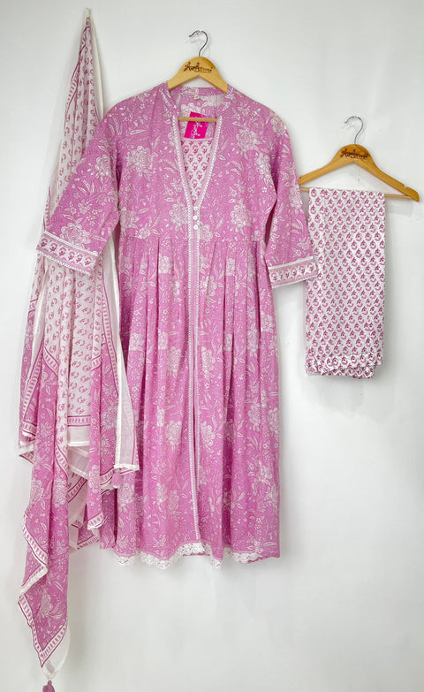 Kurta, Pants and Dupatta set in Mulmul Cotton