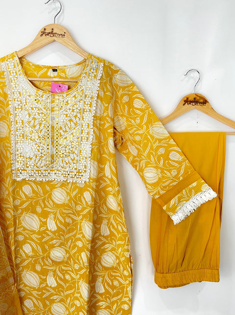 Kurta, Pants and Dupatta set in Cotton