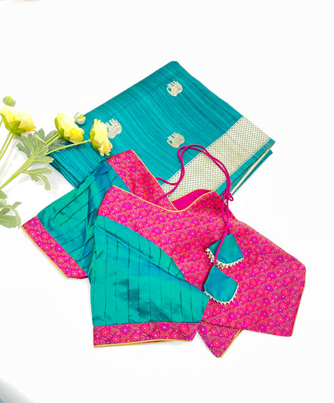 Green Semi Tussar Saree