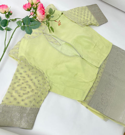 Light Yellow Georgette saree