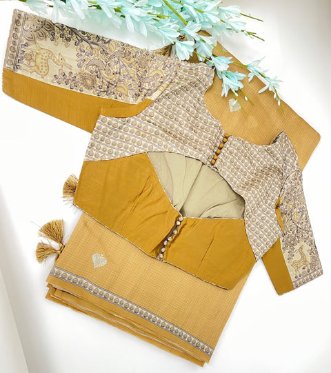 Mustard Semi Tussar Saree