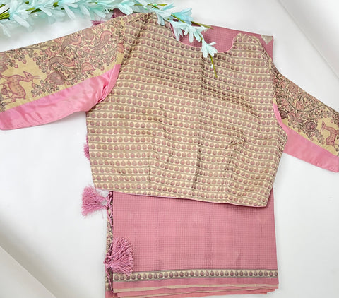 Pink Semi Tussar Saree