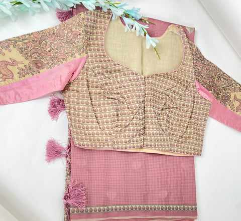 Pink Semi Tussar Saree