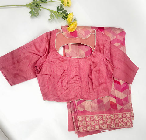 Pink Semi Tussar Saree
