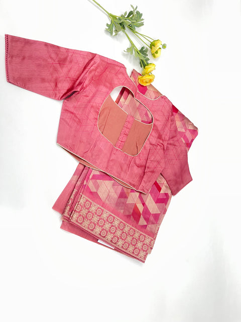 Pink Semi Tussar Saree